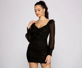Romantic Ruffle Detail Mesh Bodycon Dresses